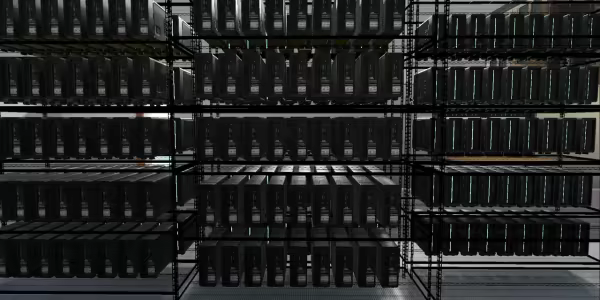 Large datacenter with racks and cooling units